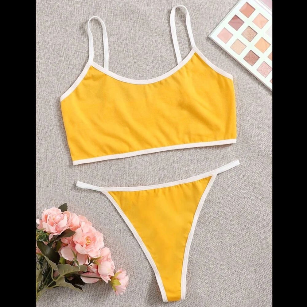 Yellow, Sporty, Lingerie Set - Picture 2 of 6